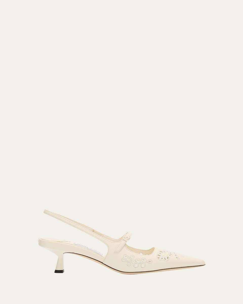 Didi 45 Leather Embroidered Slingback Pumps